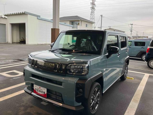 タフトＧターボ　ダーククロムベンチャー２ＷＤ　ＣＶＴ　６６０ｃｃ　スカイフィールトップ　衝突被害軽減ブレーキ　横滑り防止装置　ＡＢＳ　アイドリングストップ　プッシュボタンスタート　ディスプレイオーディオ　シートヒーター　届出済未使用車（福島県）の中古車