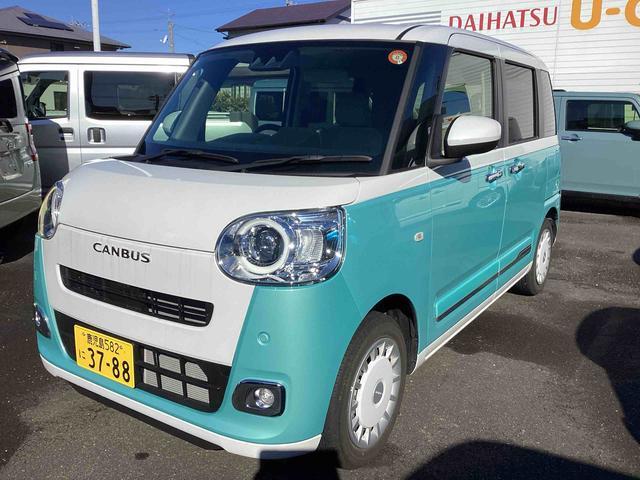 ムーヴキャンバスストライプスＧインパネシフト　プッシュスタートスイッチ　電子カードキー　電動パーキングブレーキ　車線逸脱警報　オートハイビーム　両側オートスライドドア　ＡＢＳ　エマージェンシーブレーキ（鹿児島県）の中古車