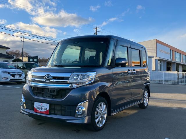 タントカスタムX トップエディションSAII2WD CVT 660cc ナビ 後席モニター ステアリングスイッチ 衝突被害軽減ブレーキ 横滑り防止装置 ABS アイドリングストップ プッシュボタンスタート 両側スライドドア ベンチシート(福島県)の中古車