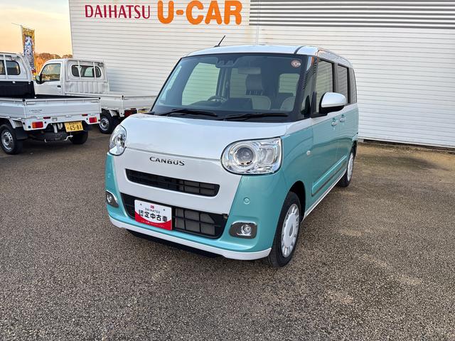 ムーヴキャンバスストライプスＧインパネシフト　プッシュスタートスイッチ　電子カードキー　電動パーキングブレーキ　Ｗパワースライドドア　前後誤発進抑制　車線逸脱警告　オートハイビーム　ＡＢＳ（鹿児島県）の中古車