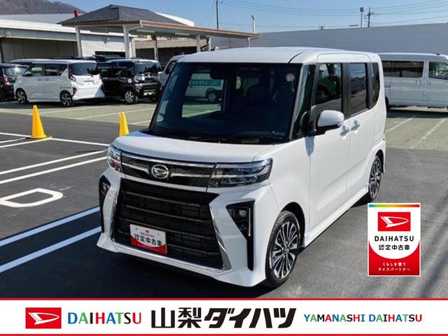 タントカスタムRS 純正ナビゲーション バックモニタースマートアシスト・LEDヘッドライト・15インチアルミホイール・両側パワースライドドア・USBソケット・運転席助手席シートヒーター・レザー調Xフルファブリックシート・本革巻ステアリングホイール(山梨県)の中古車