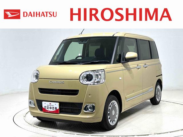 ムーヴキャンバスセオリーＧ　バックモニター対応　電動パーキングブレーキＬＥＤオートライト・フォグランプ　電動パーキングブレーキ　プッシュボタンスタート　セキュリティアラーム　バックカメラ　両側パワースライドドアウエルカムオープン機能　オート電動格納式ドアミラー（広島県）の中古車