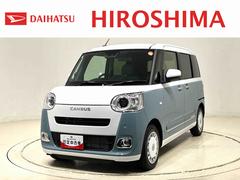 ムーヴキャンバスストライプスＧターボＬＥＤオートライト・フォグランプ　電動パーキングブレーキ　プッシュボタンスタート　セキュリティアラーム　バックカメラ　両側パワースライドドアウエルカムオープン機能　オート電動格納式ドアミラー