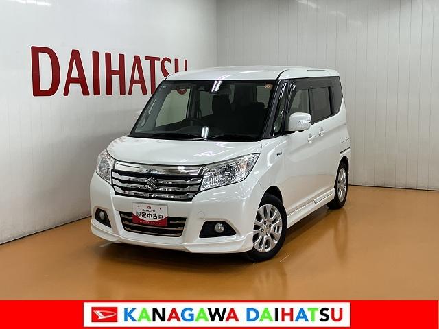 ソリオハイブリッドＭＺ　ナビ　Ｂカメラ　ＥＴＣ　Ｐスタートナビ　Ｂカメラ　パノラマモニター対応　ステアリングスイッチ　クルーズコントロール　パドルシフト　シートヒーター　ＥＴＣ　両側オートスライドドア　Ｐスタート　横滑り防止機能　誤発進抑制装置　キーフリー（神奈川県）の中古車