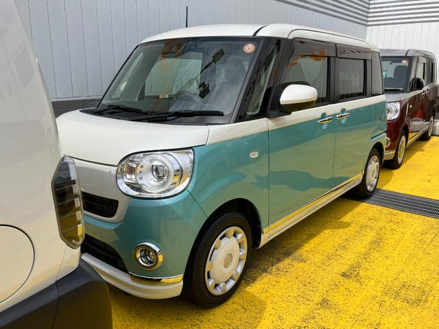 ムーヴキャンバスＧメイクアップＶＳ　ＳＡIII１４インチフルホイールキャップ　ＬＥＤヘッドランプ　キーフリーシステム　両側パワースライドドア　オートエアコン（プッシュ式）　オートライト　置きラクボックス（静岡県）の中古車