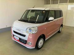 ムーヴキャンバス 中古車 ストライプスＧ衝突被害軽減ブレーキ　横滑り防止装置　オートマチックハイビーム　アイドリングストップ　ステアリングスイッチ　オートライト　キーフリーシステム　オートエアコン　両側電動スライドドア　純正ホイールキャップ