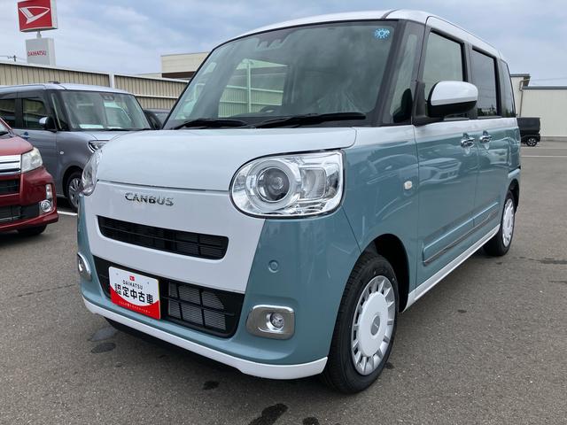 ムーヴキャンバスストライプスＧ２ＷＤ　ＣＶＴ　６６０ｃｃ　衝突被害軽減ブレーキ　横滑り防止機能　電動パーキングブレーキ　両側電動スライドドア　運転席・助手席エアバック　サイドエアバック　アイドリングストップ（福島県）の中古車