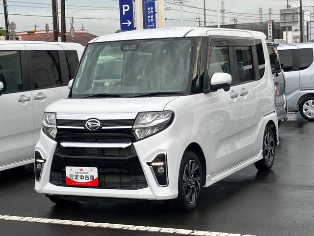 タントカスタムX14インチアルミホイール 大型エアロバンパー フルLEDヘッドランプ オート格納式カラードドアミラー 両側パワースライドドア キーフリーシステム プッシュボタンスタート(静岡県)の中古車