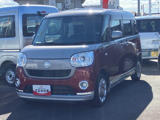 ムーヴキャンバスGブラックインテリアリミテッド SAIII14インチフルホイールキャップ LEDヘッドランプ キーフリーシステム 両側パワースライドドア オートエアコン(プッシュ式) オートライト 置きラクボックス(静岡県)の中古車